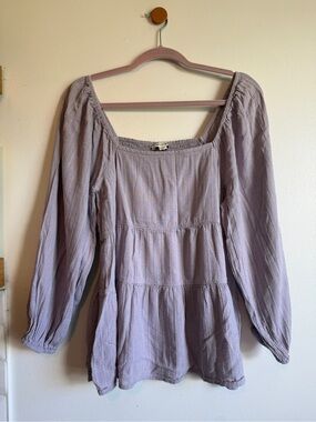 American Eagle Outfitters L Lavender Peasant Long Sleeve Top